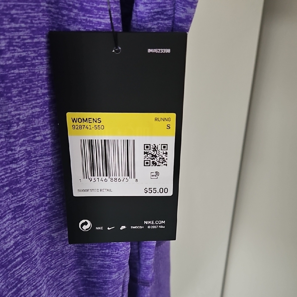 Nike Dri Fit Heathered Purple Long Sleeve Top - Picture 3 of 5